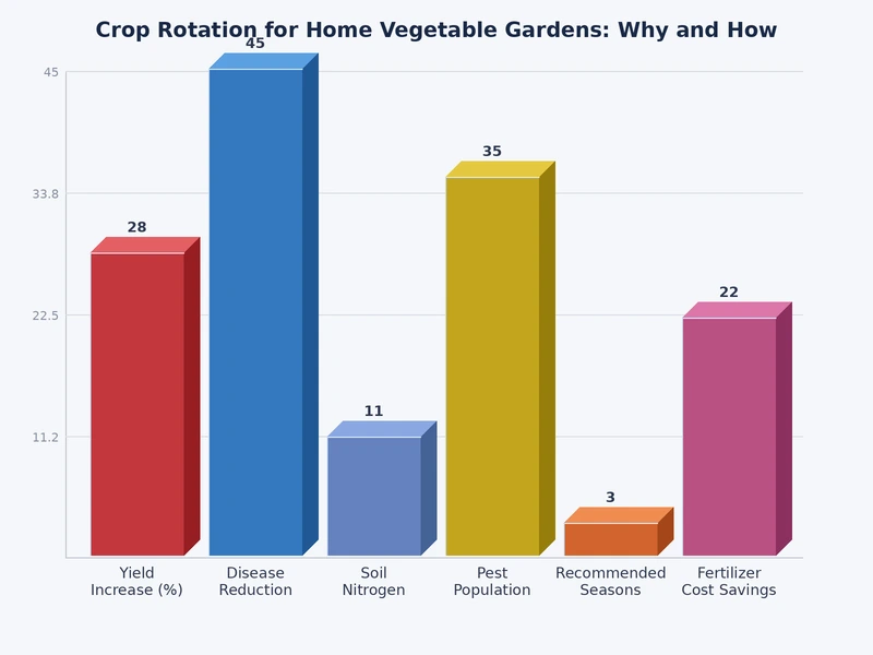 bar chart comparing average vegetable yields with crop rotation versus static planting across four consecutive seasons