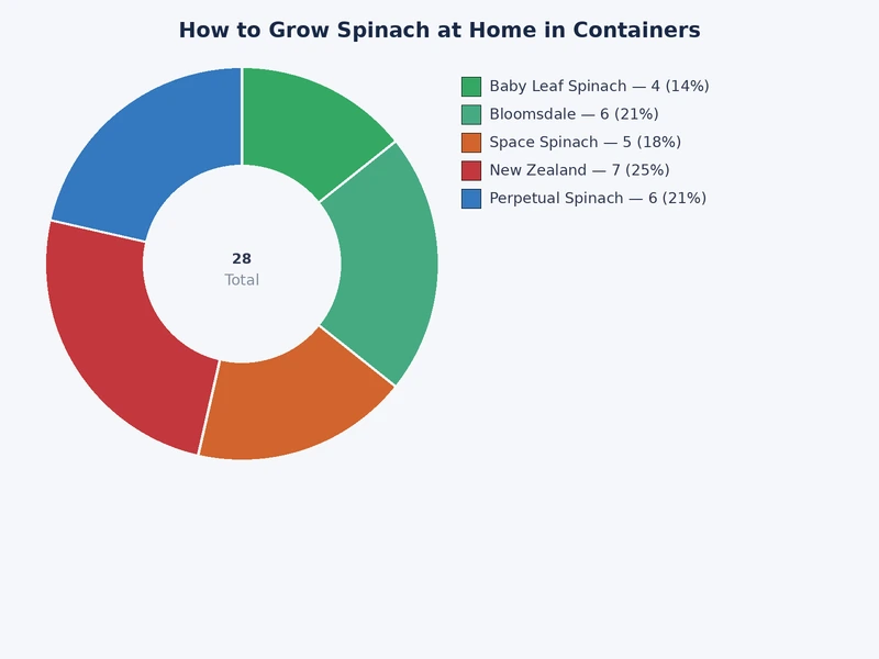 spinach container growing timeline chart showing days to germination, thinning, and first harvest