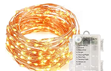 Pesca 3AA battery powered, waterproof, copper wire string fairy lights 50 LEDs warm white 5 meter: