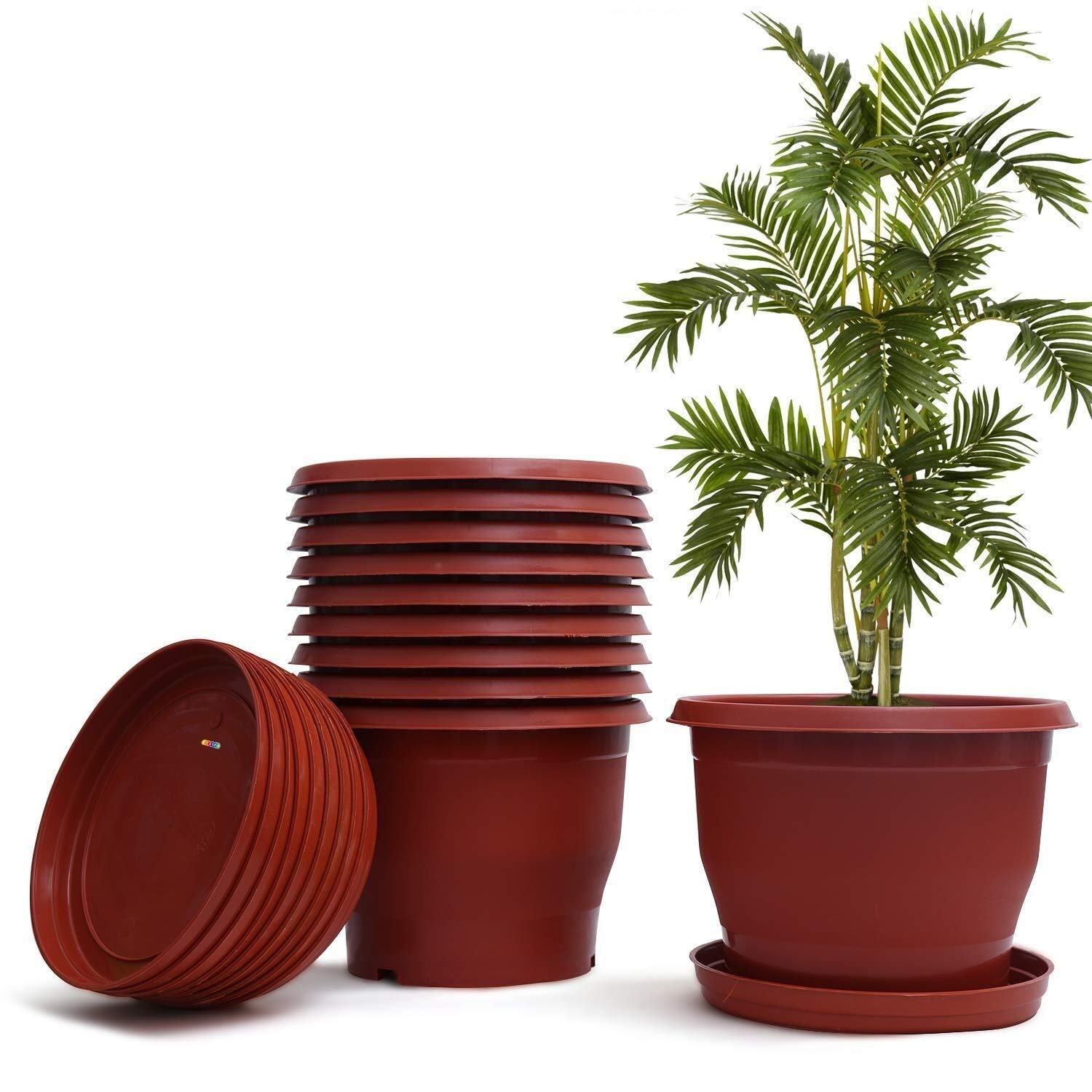 Livzing plastic flower pot with bottom tray: